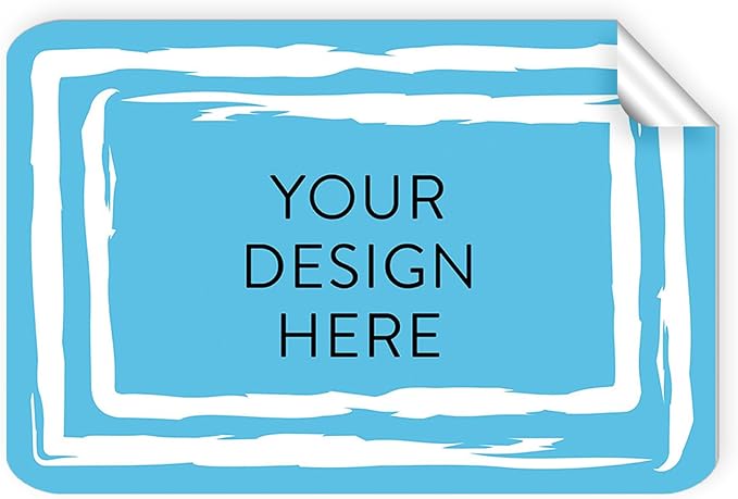 100 Custom Vinyl Stickers - Upload Your own Image, Text, Design, Logo - Personalized Logo Labels for Handmade, Packaging, Bottle, Jars, Candle, Brand Stickers (Blue Swirls, 4x2)