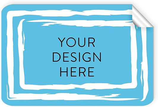 100 Custom Vinyl Stickers - Upload Your own Image, Text, Design, Logo - Personalized Logo Labels for Handmade, Packaging, Bottle, Jars, Candle, Brand Stickers (Blue Swirls, 4x2)