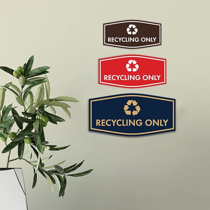 Fancy Recycling Only Sign (Black Gold) - Large