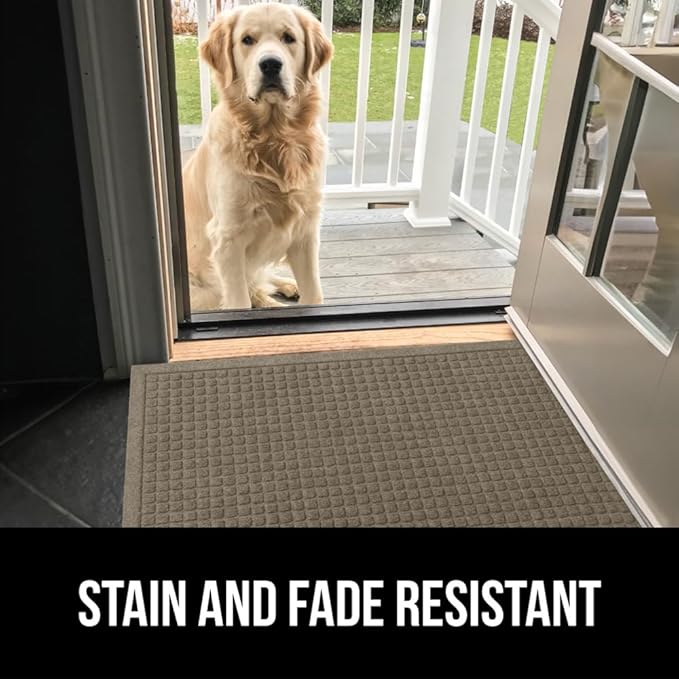 GORILLA GRIP Front Door Mat, Indoor Outdoor Ultra Absorbent HydroAbsorb Doormat, Absorbs Up to 1.7 Cups of Water, Stain and Fade Resistant, Rubber Backing Doormats, Captures Dirt, 29x17 Beige