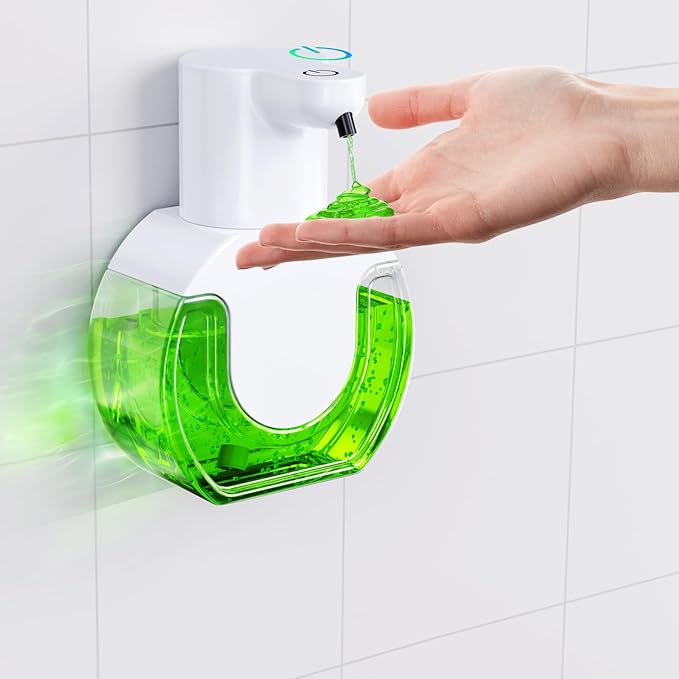 Automatic soap dispenser touchless 15oz/420ml Kitchen Dish Automatic Liquid Soap Dispenser 4 Adjustable Soap Dispensing Levels Wall Mount for Kitchen and Bathroom, Liquid Hand Soap Dispenser