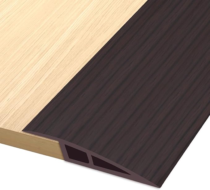 Vinyl Door Threshold Flooring Transition Strip Self Adhesive Carpet Edging Strip for Laminate Doorway Edge Threshold from 1/5" to 2/5" (Black Walnut Wood Grain, 3.3 Ft)