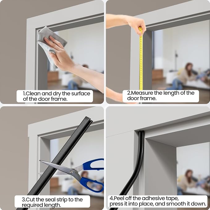 V Shape Foam Weather Stripping Door Frame Seal Strip 33FT Black, Draft Stopper, Insulation Winter, Weatherstripping, Gap Sealing, Soundproofing, Self-Adhesive Used for Exterior Front Door Side