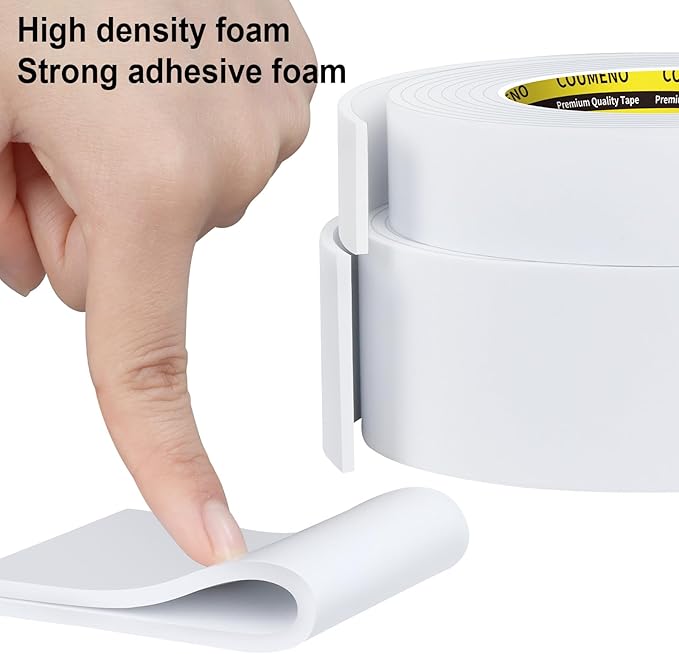 Foam Tape Single-Sided Sealing Strip 1.77inX16.4FT Sponge Tape Window Weather-Resistant, Self-Adhesive Insulating Sealing Tape (White)