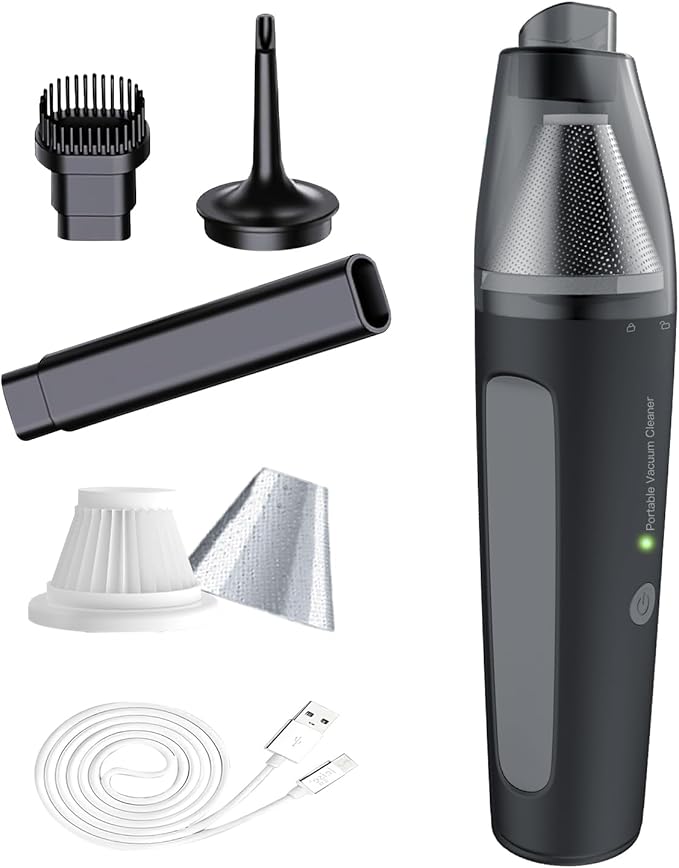 PATO Handheld Vacuum, 13000PA Portable Cordless Car Vacuum Cleaner, Suction and Blow 2-in-1 Dust Removal Vacuum Cleaner for Car, Home, Office, Pet. Black
