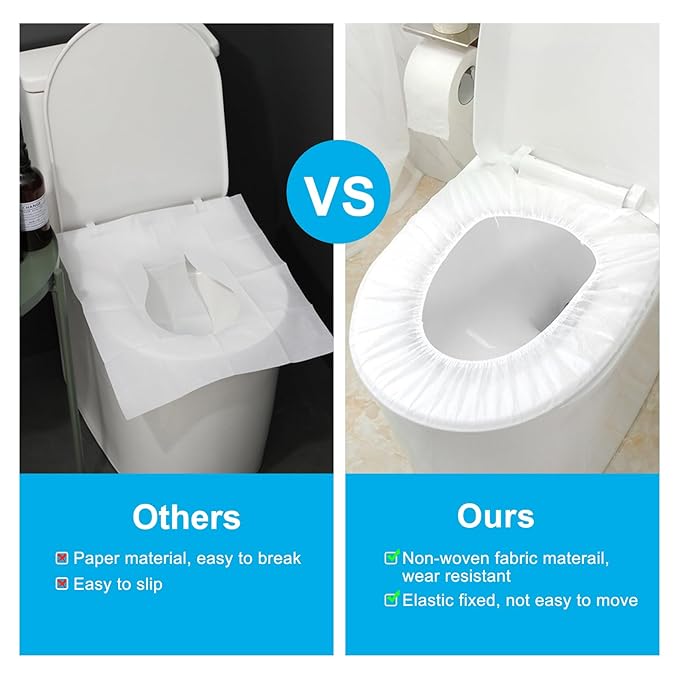 100 Pack Disposable Toilet Seat Cover Waterproof Non-Woven Fabric, Disposable Toilet Seat Covers for Travel, Disposable Seat Covers for Outing Hotel Hospital Public Toilet (Individual Package