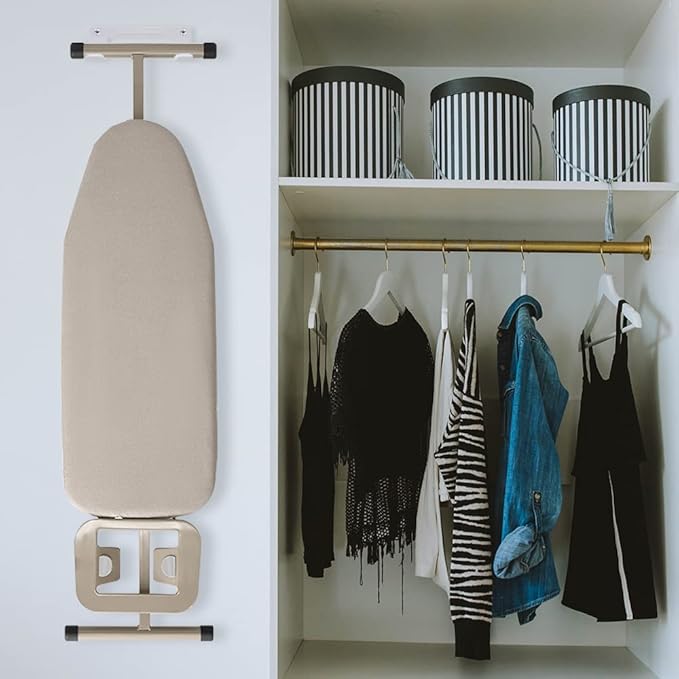 Ironing Board Hanger Wall Mount Ironing Board Holder Organizer Wall Rack for Laundry Rooms Storage Rack Hanging Shelf Hanger (White)