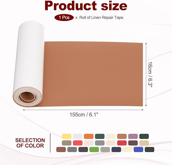 PATIKIL Leather Patches Tape for Furniture, 6.3 x 61 Inch Self Adhesive Vinyl Leather Repair Kit Cover Sheet for Couch, Sofa, Car Seats, Office Chair, Chestnut Brown