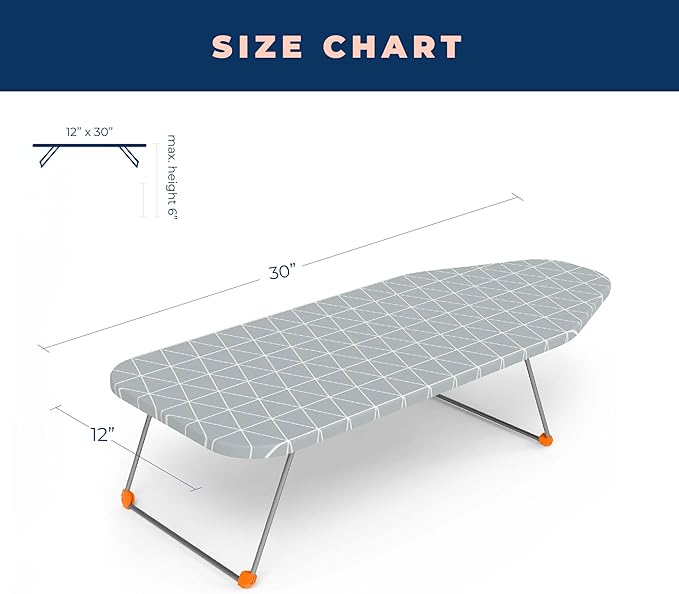 Tabletop Ironing Board with Folding Legs, Small Ironing Board with Thick Cotton Cover, Portable Mini Iron Board for Sewing, Craft Room, Household, Dorm, Table Top, 12x30