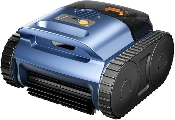 Cordless Robotic Pool Vacuum, Pool Cleaner with Track Drive & Sonar Navigation, 180W Brushless Motor, Wall & Waterline Climbing, 150-Min Runtime, for Inground & Above-Ground Pools up to 2150 Sq. Ft.