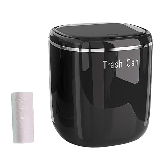0.8 Gallon Desktop Mini Trash Can with Push-Open Lid, Small Waste Baskets Includes 50 Free Bags, Small Eco-Friendly PP Waste Bin for Office Desk, Bedroom, Bathroom Tiny Garbage Can (Black)
