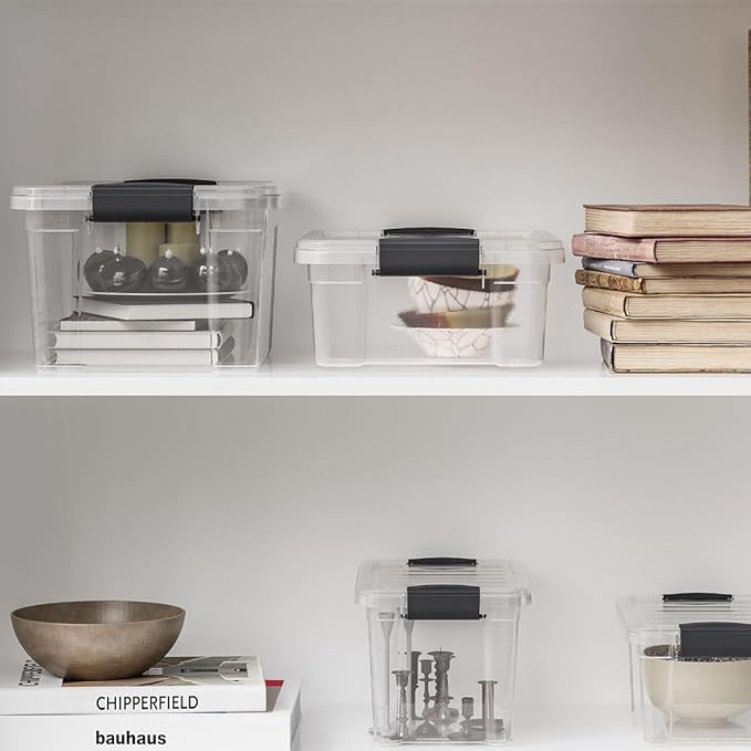 Superio Storage Bins with Lids- 4 Pack, 4.5 Qt Clear Boxes for Organizing, Stackable Plastic Containers- BPA Free, Non-Toxic, Odor Free, Organizer for Home, Office, Dorm