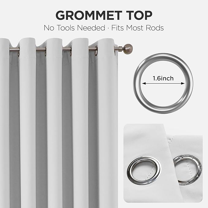 Joydeco Blackout Patio Sliding Door Curtains 84 Inches Long, Grommet Privacy Room Divider Curtains, Extra Wide Thermal Blackout Drapes for Bedroom Living Room (Greyish White 100Wx84L, 1 Panel)