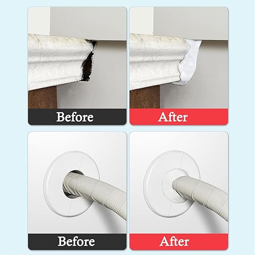 Waterproof Duct Seal Repair Sealing Clay 8 Pack White Moldable Silicone Putty, Quick Mending Mud for Pipe Connection, Wall Hole, Air Conditioning Holes (8)