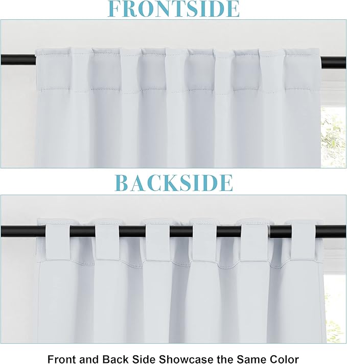 RYB HOME Room Darkening Kitchen Curtains 2 Panels Set,Thermal Insulated Small Window Treatment Heavy Duty Privacy Tiers for Laundry Bedroom Bathroom, Greyish White, W42 x L36 inch