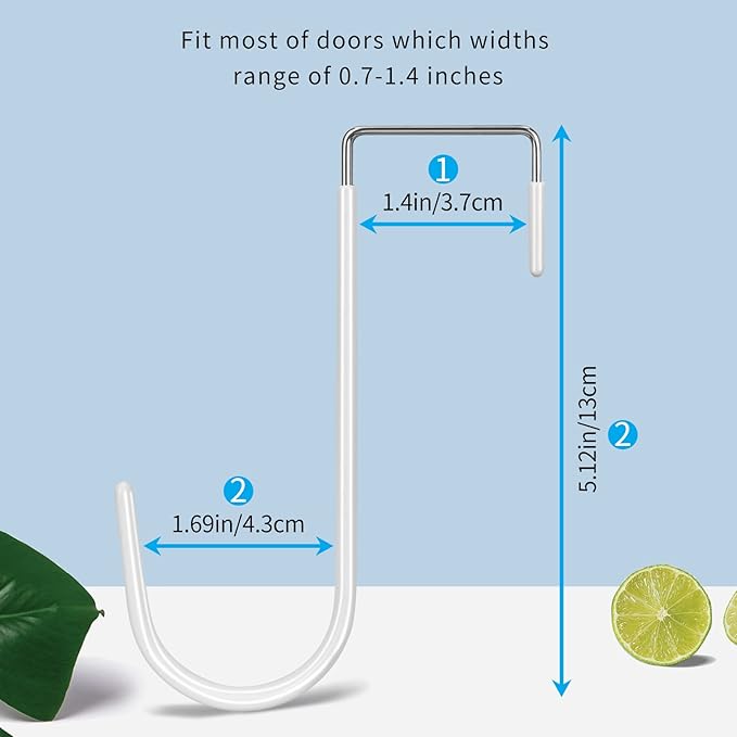 FYY Over The Door Hooks, 4 Pack Hangers Hooks with Rubber Prevent Scratches Heavy Duty Organizer for Living Room, Bathroom, Bedroom, Kitchen Hanging Clothes, Towels, Hats, Coats, Bags White