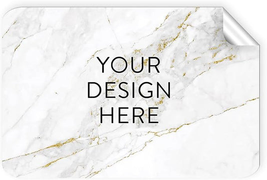 100 Custom Vinyl Stickers - Upload Your own Image, Text, Design, Logo - Personalized Logo Labels for Handmade, Packaging, Bottle, Jars, Candle, Brand Stickers (Gold Marble, 3x2)