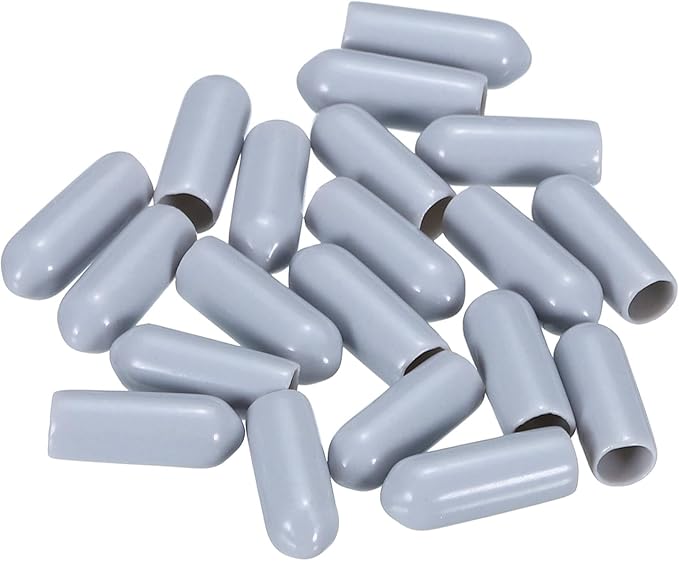 uxcell 20pcs Rubber End Caps 5mm(3/16") ID Vinyl PVC Round Tube Bolt Cap Cover Screw Thread Protectors Grey