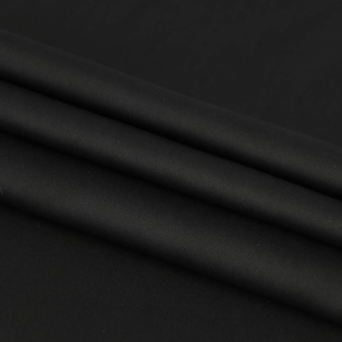 DWCN French Door Curtains – Rod Pocket Thermal Blackout Curtain for Doors with Glass Window, Kitchen and Patio Doors for Privacy, 25 X 40 Inch Length, 1 Curtain Panel with Tieback, Black