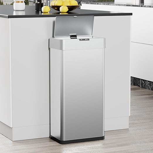 TLSUNNY 21.1 Gallon Motion Sensor Trash Can,Touchless Automatic Garbage Can,Brushed Stainless Steel Smart Bin,with Bag Holder,Soft Close Lid,for Kitchen,Office,RV,Bedroom,Living Room (Silver, 80L)