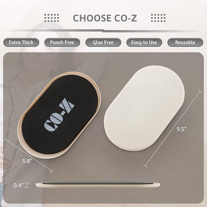 CO-Z Large Furniture Sliders - 8 Pack, 6" x 9 1/2" Oval Reusable Furniture Sliders for Carpet, Heavy-Duty Furniture Gliders Movers for Hardwood Floors, Plastic Moving Pads for Heavy Furniture