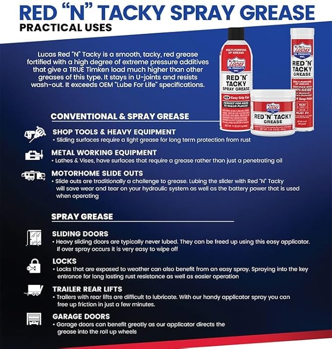 Lucas 10005-30PK Red N' Tacky Grease, (Pack of 30)
