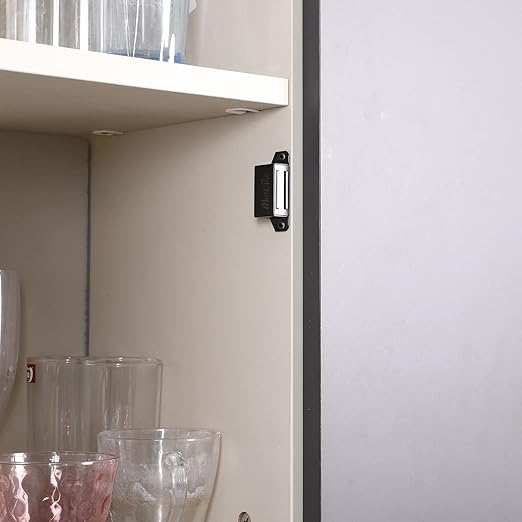 Mousike Cabinet Magnets Magnetic Door Catch Stainless Steel Door Magnet for Kitchen Bathroom Cupboard Wardrobe Closet Closures Cabinet Door Drawer Latch 20 lbs (Black 8Pack)