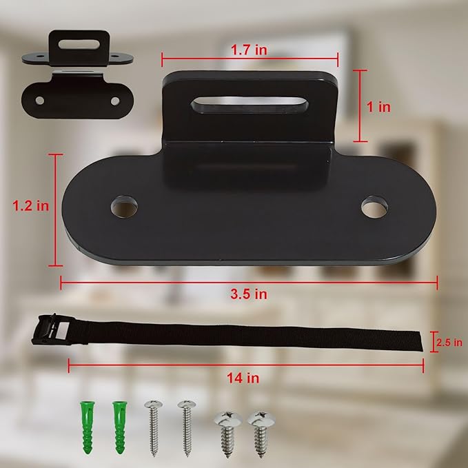 1000 lbs. Furniture Anchors, Anti Tip Straps for Furniture, Heavy Duty Safety Wall Anchors for Bookshelves, Dressers, Counters & Cabinets, Black