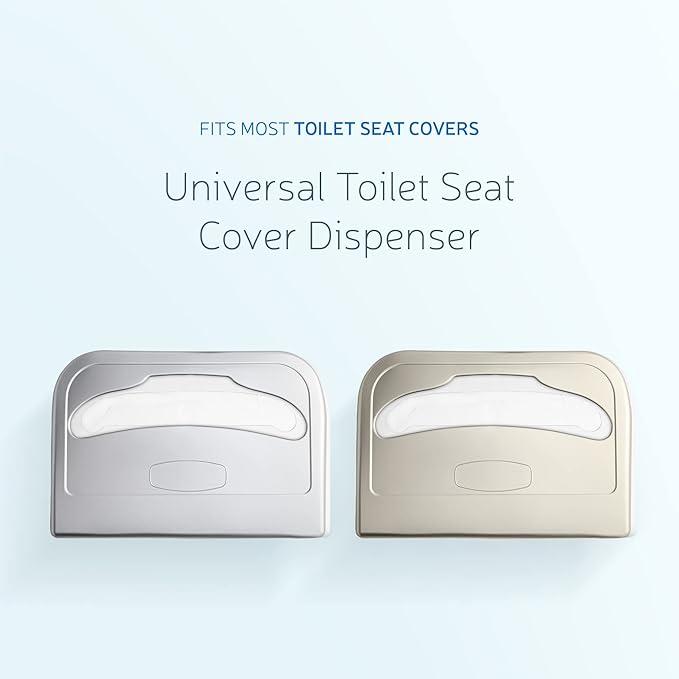 EZbrnd Wall Mount Half-Fold Toilet Seat Cover Dispenser for Commercial/Washroom/Office, Seat Cover Paper Sold Separately, Spray Silver, 3100S-EZ
