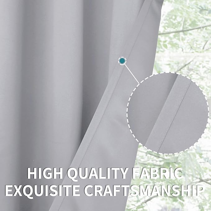 BGment Light Grey Blackout Curtains 90 Inches Length - Rod Pocket Room Darkening Window Drapes for Bedroom Living Room Office, 2 Panels, 52 x 90 Inch