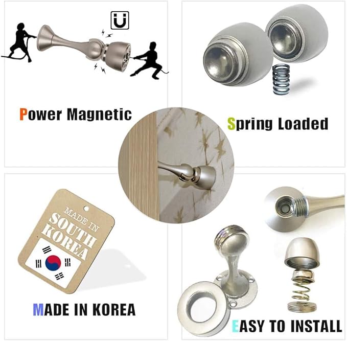 Magnetic Door Stop, Magnetic Door Catch, Door Holder, Door Stops, Wall Mounted, Floor Mounted, Door Banging Prevention (Brown, Small x 2pack)