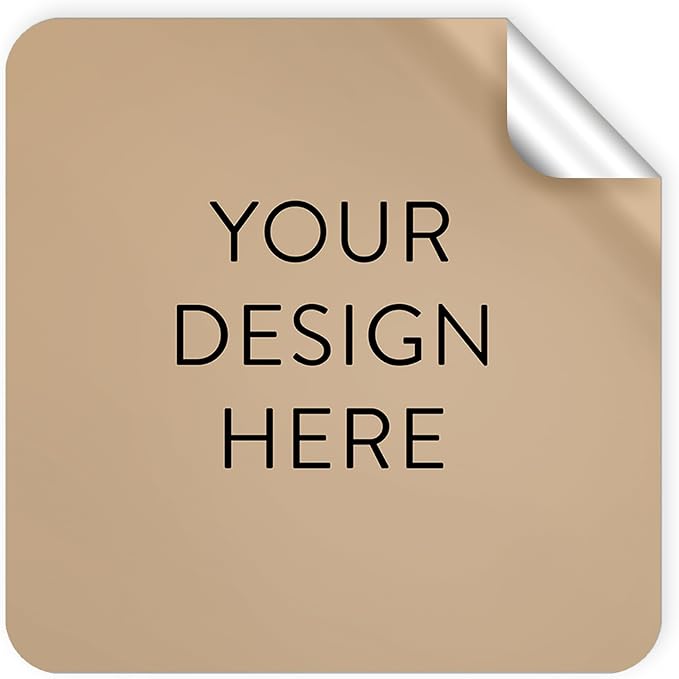 100 Custom Vinyl Stickers - Upload Your own Image, Text, Design, Logo - Personalized Logo Labels for Handmade, Packaging, Bottle, Jars, Candle, Brand Stickers (Brown, 1.5x1.5 Square)