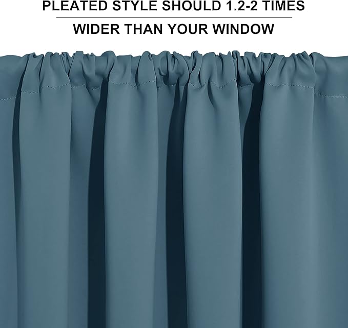 RYB HOME Blue Blackout Curtains for Living Room Thick & Durable Privacy Window Curtains Room Darkening Drapes for Bedroom, W70 x L84 inch, 2 Panels, Slate Blue