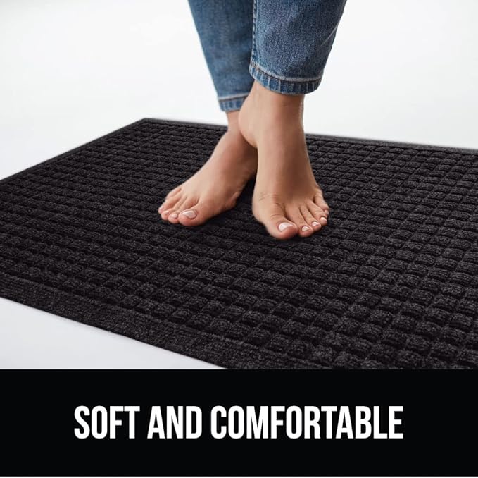 GORILLA GRIP Front Door Mat, 35x23, Indoor Outdoor Ultra Absorbent HydroAbsorb Doormat, Absorbs Up to 5.7 Cups of Water, Stain and Fade Resistant, Rubber Backing Doormats, 2 Pack, Black