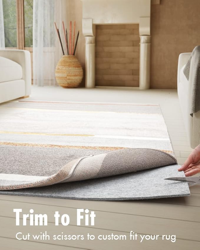 Double-Sided Non Slip Rug Pad Gripper - Upgraded 2x8 Feet 1/4” Thick Dual Surface Felt Under Rug for Runner Rugs and Hardwood Floors,Super Cushioned Non Skid Carpet Padding