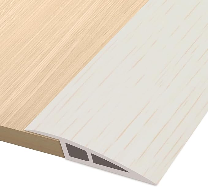 Vinyl Door Threshold Flooring Transition Strip Self Adhesive Carpet Edging Strip for Laminate Doorway Edge Threshold from 1/5" to 2/5" (Beige Wood Grain, 6.6 Ft)