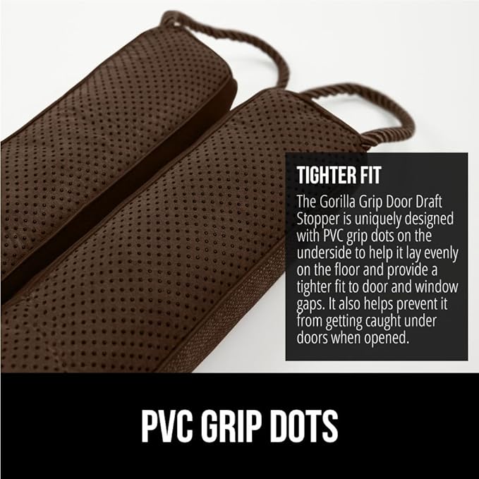GORILLA GRIP Door Draft Stopper for Bottom of Doors, Weather Stripping Seal Blocks Hot Air, Noise, Bugs, Keeps Cold AC in, Sound Proofing Easy Install Gap Filler, Home Essentials, 32 Inch, Brown