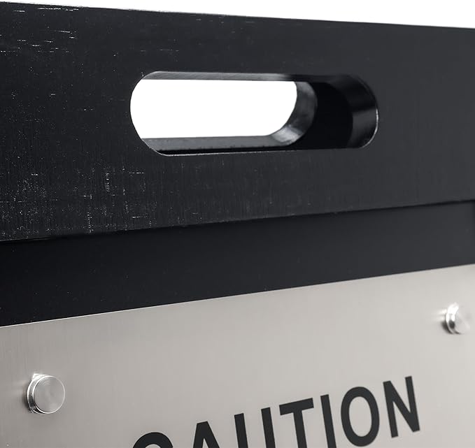 Premium Wooden Caution Wet Floor Sign – Bilingual w/ Non-Skid Plastic Feet – For Hotels, Schools, Offices, Areas, Restrooms, Pool Decks & Shops - Black Wood/Brushed Nickel Plate