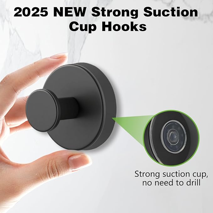 Suction Cup Hooks for Wreaths on Glass, No-Drill Suction Cup Hooks, Wreath Hangers for Front Doors, Metal Towel Hooks for Showers Bathrooms Mirrors (2Pcs Gold)