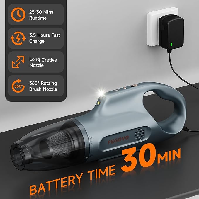 Handheld Vacuum Cordless Car Vacuum Portable, Cordless Handheld Vacuum Cleaner with Fast Charging Long Runtime,10KPA High Power Hand Vacuum for Home, Pet Hair（Washable Filter