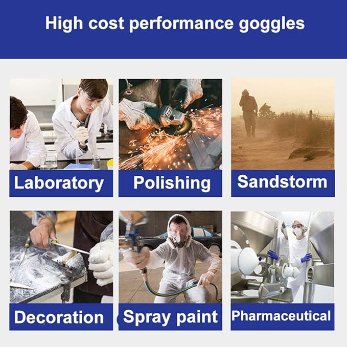 Super More 2PCS Anti-Fog Protective Safety Goggles Clear Lens Wide-Vision Adjustable Chemical Splash Eye Protection Soft Lightweight Eyewear