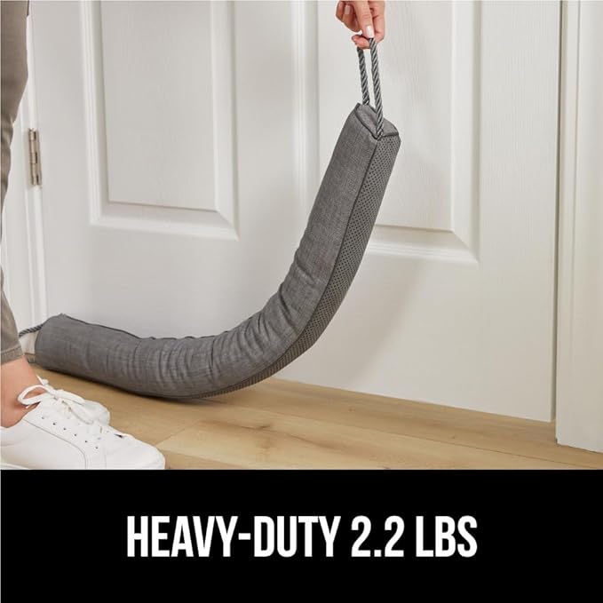 GORILLA GRIP Door Draft Stopper for Bottom of Doors, Weather Stripping Seal Blocks Hot Air, Noise, Bugs, Keeps Cold AC in, Sound Proofing Easy Install Gap Filler, Home Essentials, 34 Inch 2 Pack, Gray