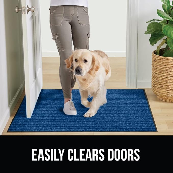 GORILLA GRIP Traffic Guard Door Mat, 2 Pack, Heavy Duty Waterproof Doormat, Commercial Office Space Welcome Mats, Stain and Fade Resistant, Low Profile, Strong Rubber Backing, 29x17, Blue