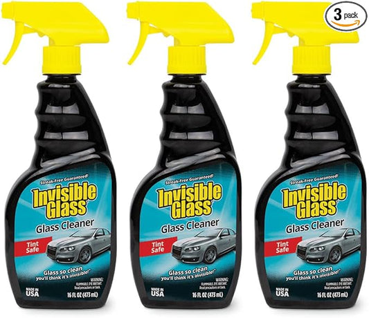 Invisible Glass 92163-3PK Premium Glass and Window Cleaner for Auto and Home Cleans Glass, Windows, Windshields, and More, Streak-Free, Ammonia-Free, Tint-Safe, 16 fl oz (Pack of 3)