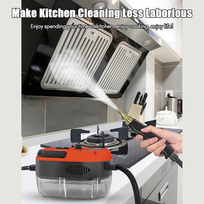 Decdeal Steam Cleaner - 2500W High Temperature Pressurized Handheld Steam Cleaning Machine with Brush Heads and Gloves, for Car Floors Kitchen Furniture Bathroom Windows