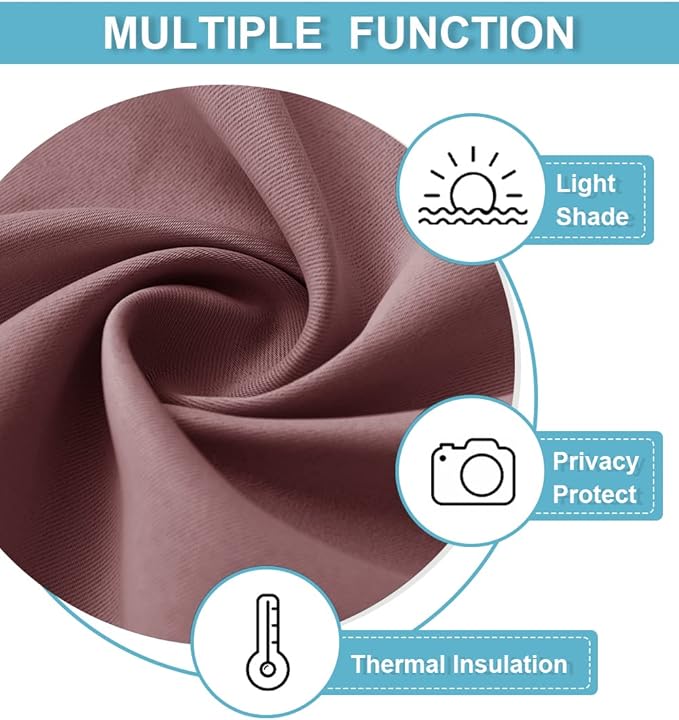 RYB HOME Small Window Curtains for Kitchen, Thermal Insulated Privacy Shades for Bedroom Basement Bathroom Door Half Window Tiers, Width 34 x Length 36 inch, 2 Panels, Dusty Rose