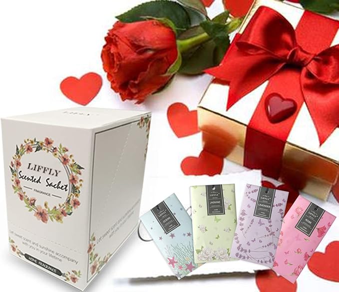 14 Packs Scented Sachets Bag for Drawers and Closets Long-Lasting Home Fragrance Sachet Lavender Rose Jasmine Ocean Vanilla Sandalwood 6 Different Scent Gift Box