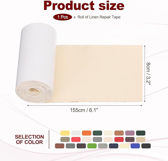 PATIKIL Leather Patches Tape for Furniture, 3.2 x 61 Inch Self Adhesive Vinyl Leather Repair Kit Cover Sheet for Couch, Sofa, Car Seats, Office Chair, Rice White