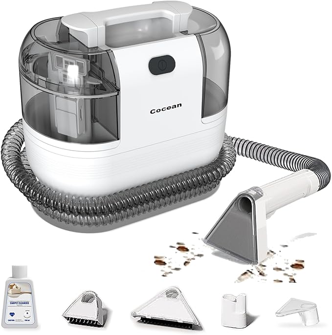 COCEAN Multi-Purpose Portable Carpet and Upholstery Cleaner, Carpet Cleaner Machine Powerful Suction Spot Cleaning, Deep Stain Cleaning for Carpet, Car Seats, Pets, Couches, with BrushHead