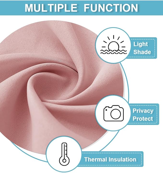 RYB HOME Blackout Curtains for Kitchen, Small Window Curtains Blinds, Thermal Insulating Drapes for Bathroom Cafe Bedroom Small Window, W 29 x L 45 inch, Peach Blush, 2 Panels